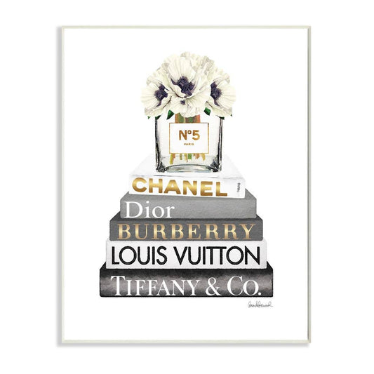 Blooming White Floral Display on Glam Designer Bookstack