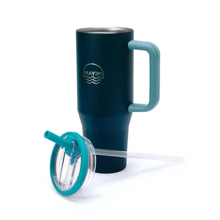 40 oz Stainless Steel Travel Tumbler with Handle & Straw