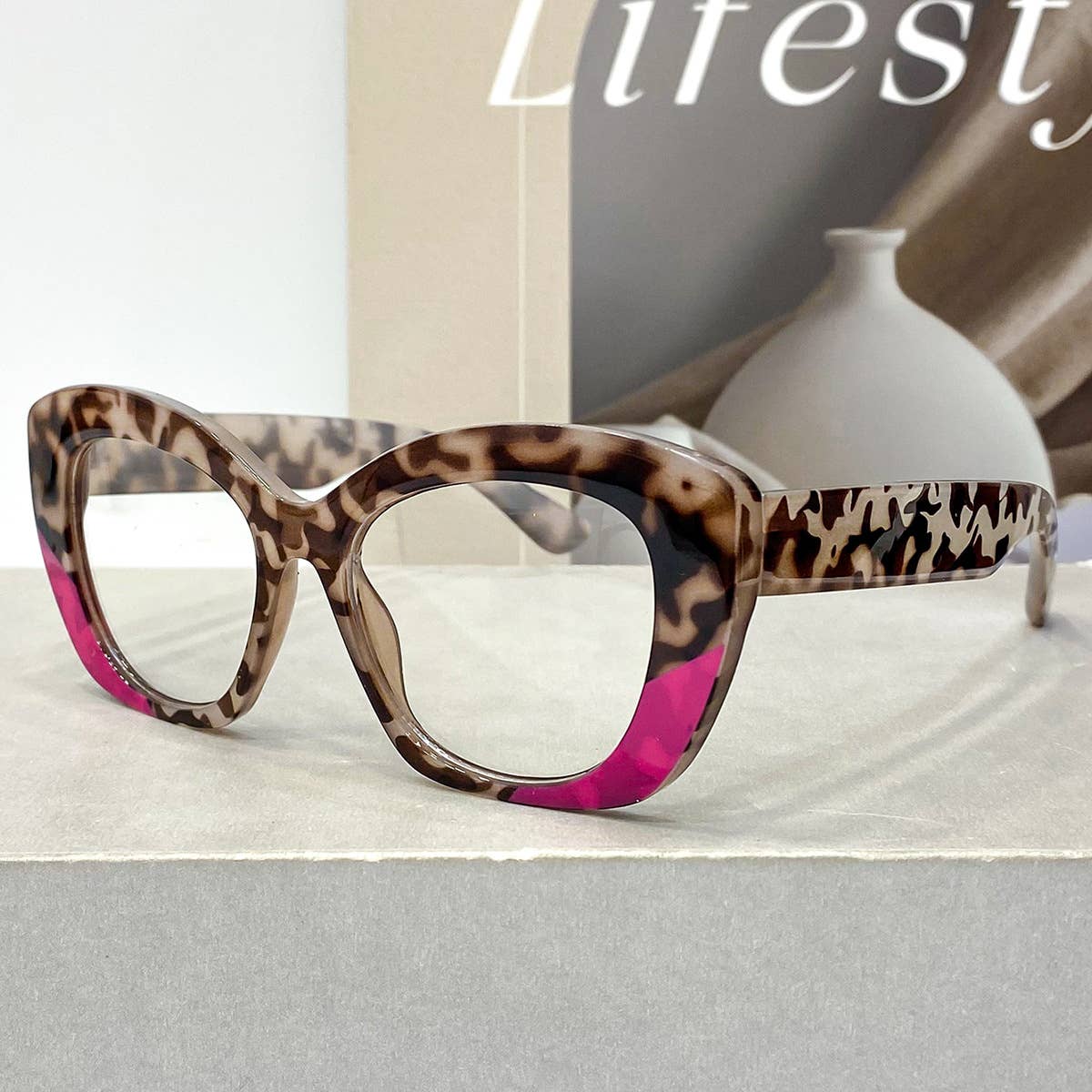 Fashion Cat Eye Leopard Print Retro Flat Eyeglasses