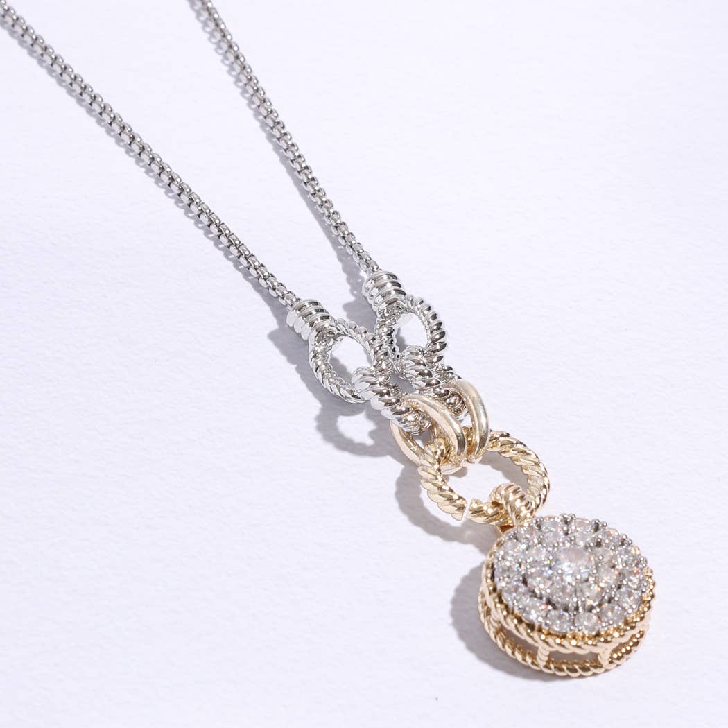 Round Pave Pendant RH Chain Necklace