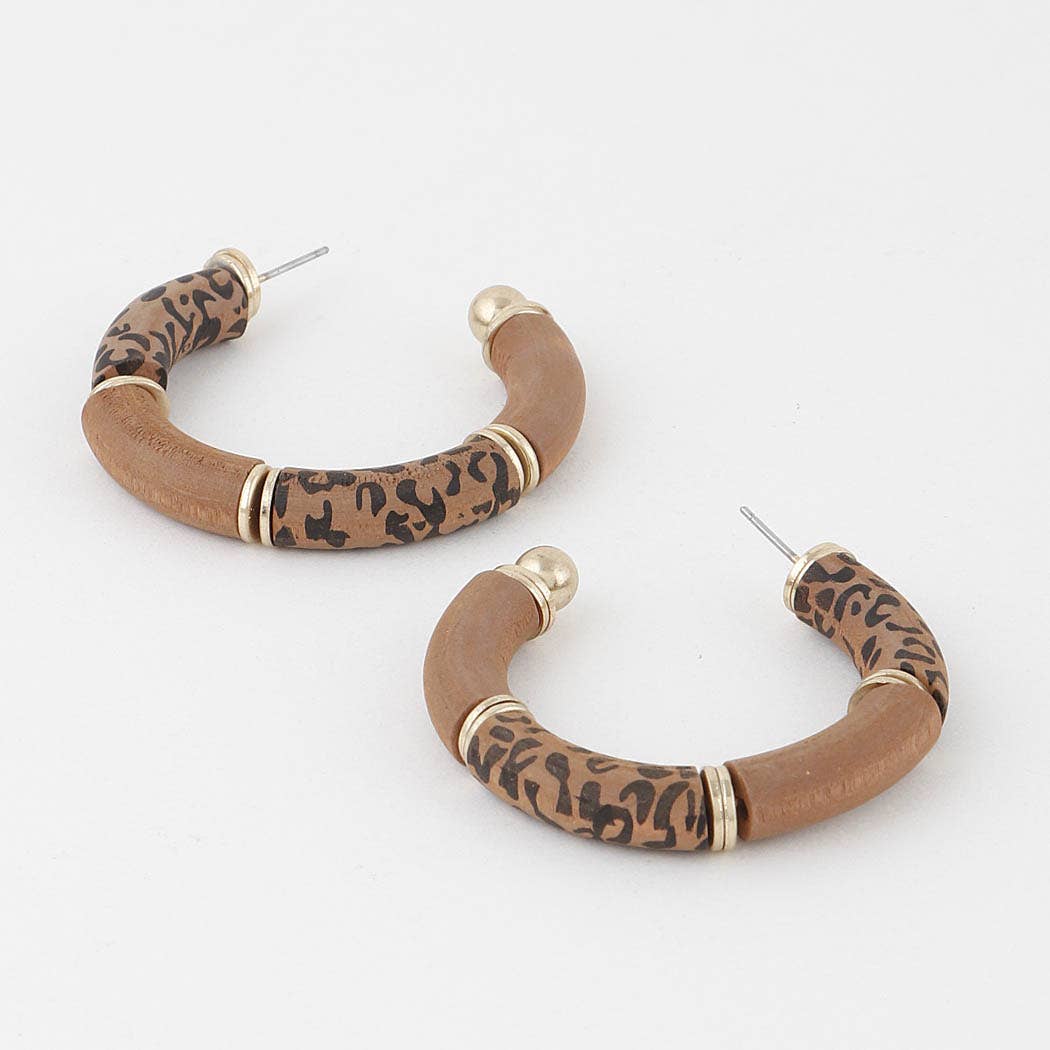 Leo Print Hoop Earrings