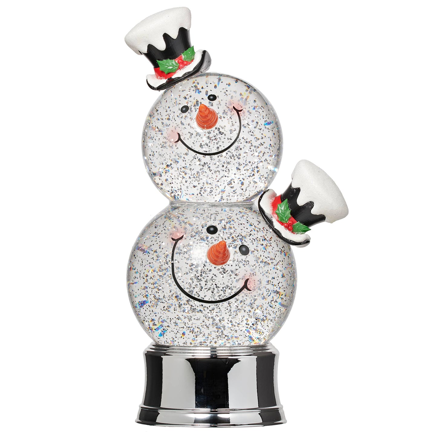 Double Snowman LED Swirl Heads Christmas Tabletop Decoration