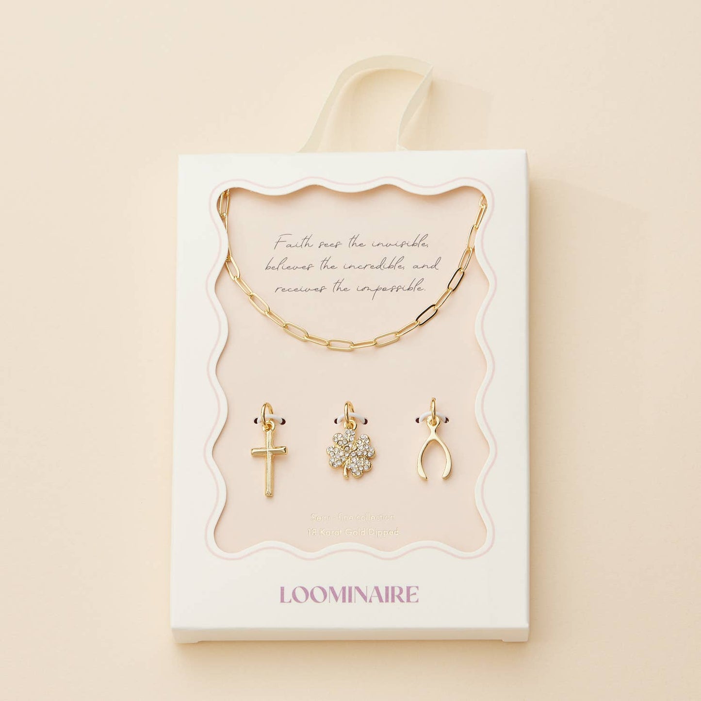 Gold Dipped Necklace with 3 Symbolic Charms