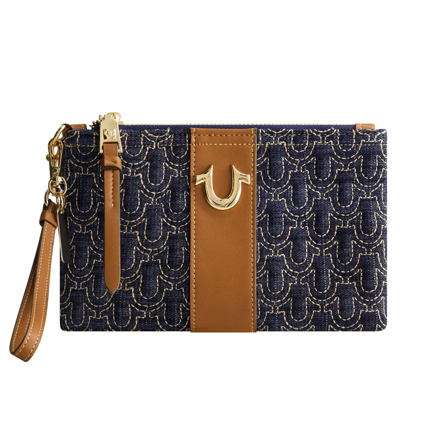 True Religion Quilted Horseshoe Wristlet Pouch, DARK DENIM