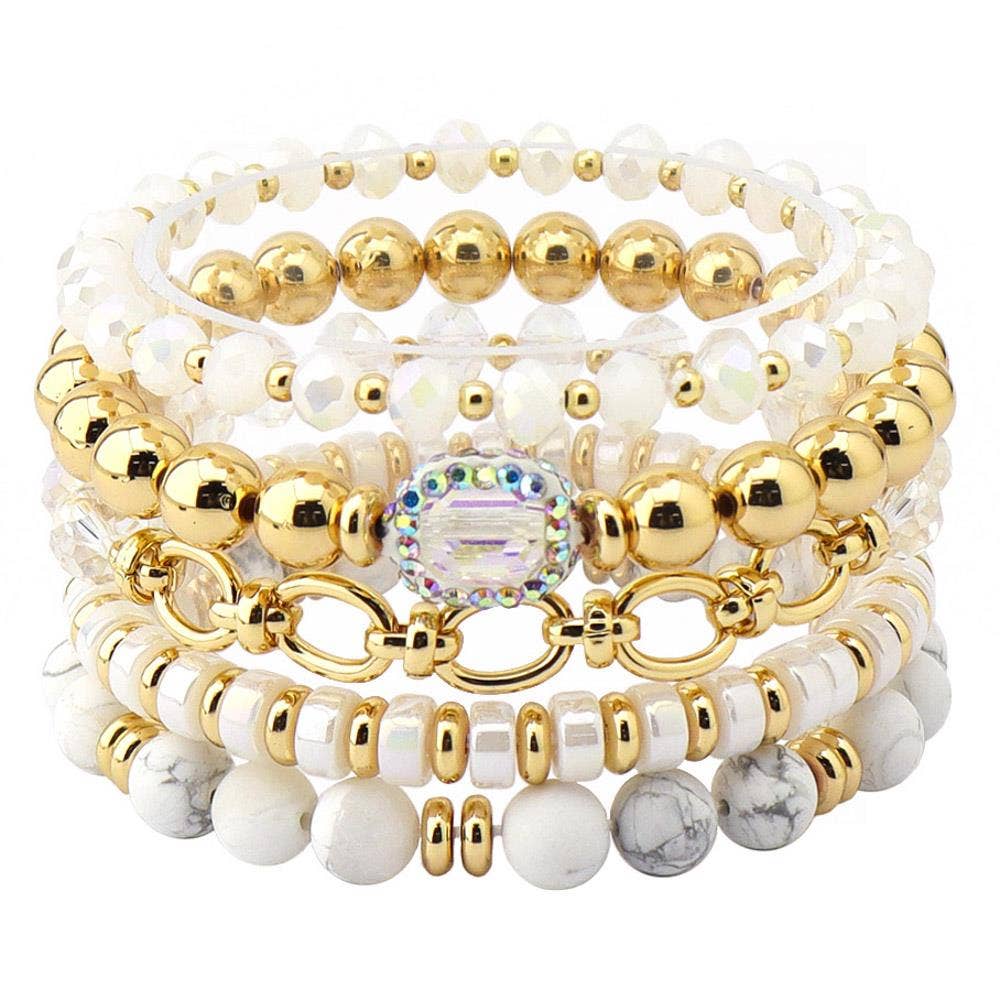 OVAL LINK MULTI BEAD BRACELET SET AB-5850