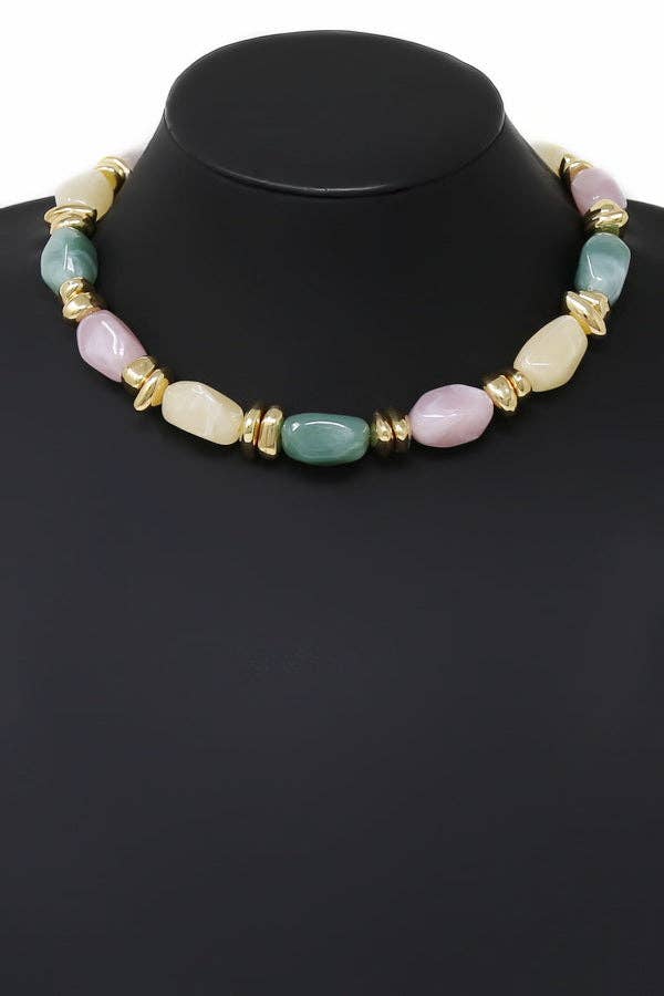 Resin Marble Beaded Short Necklace