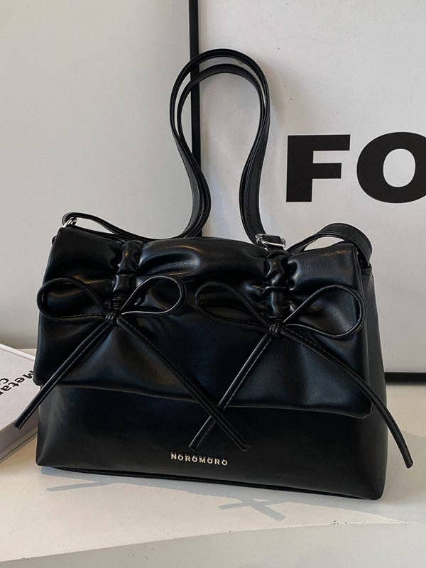 Bowknot Pleated Solid Color Crossbody Bags
