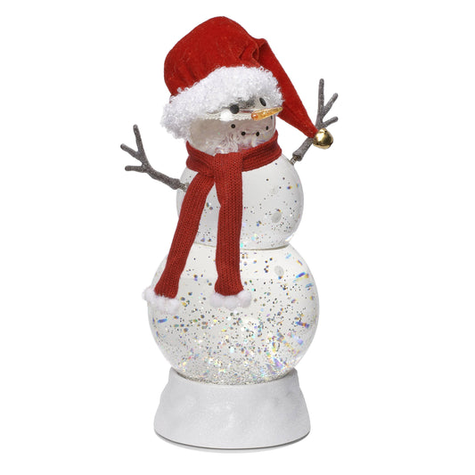 Swirl Lighted Snowman with Santa Hat