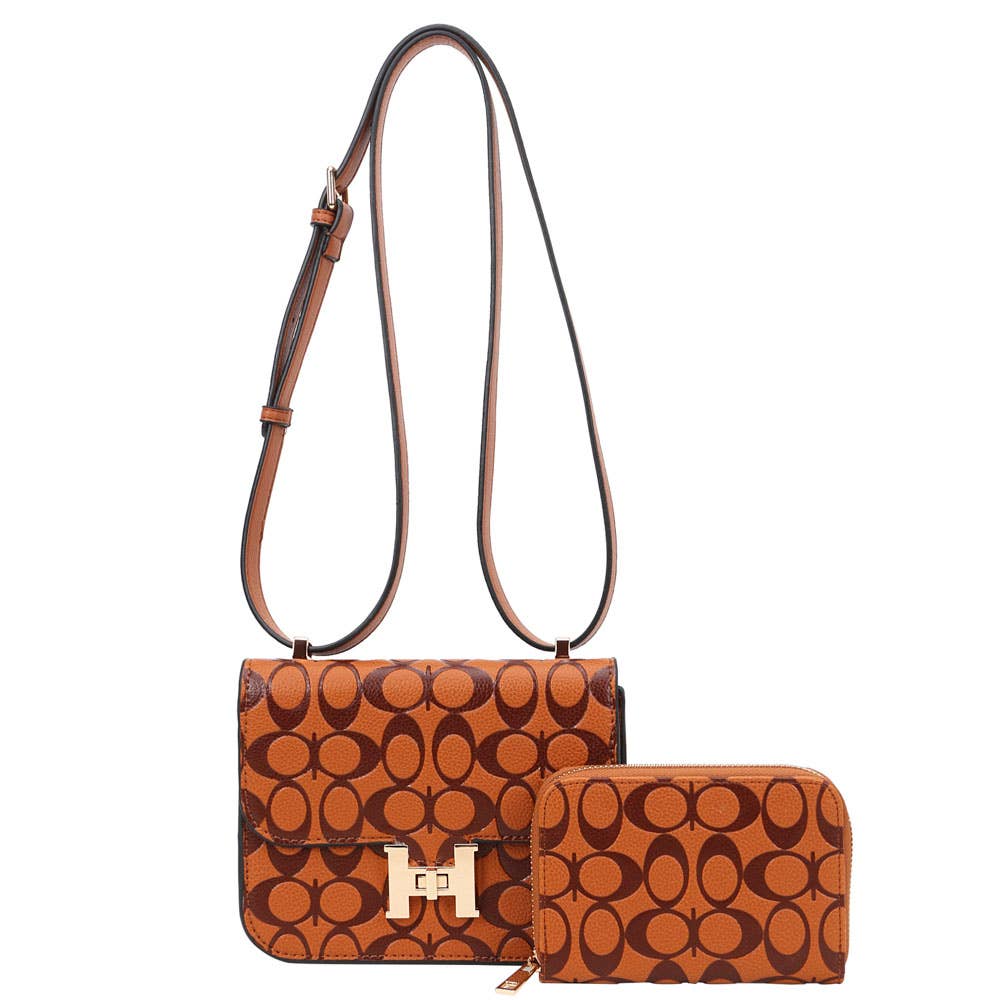 ROUND PATTERN H BUCKLE CROSSBODY BAG, DP 1116 A