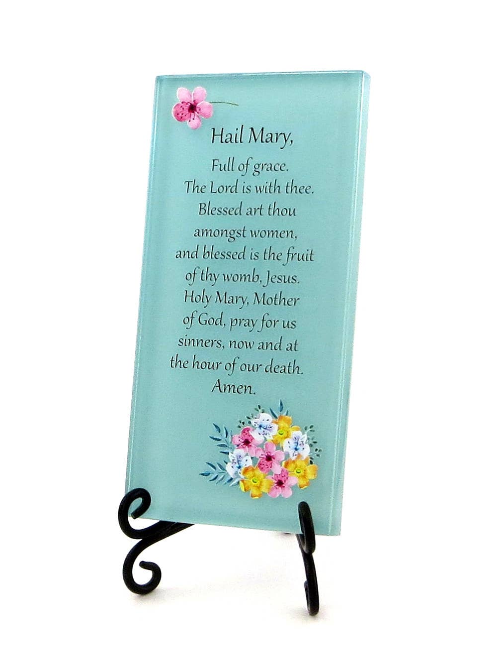 The Hail Mary Prayer on a Glass Plaque, Catholic Family Gift