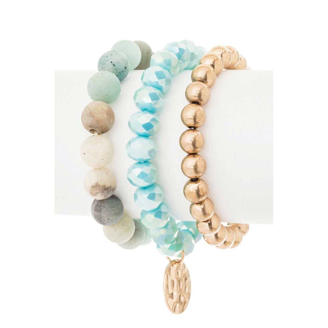 Mix Beads Layered Stretch Bracelet Set