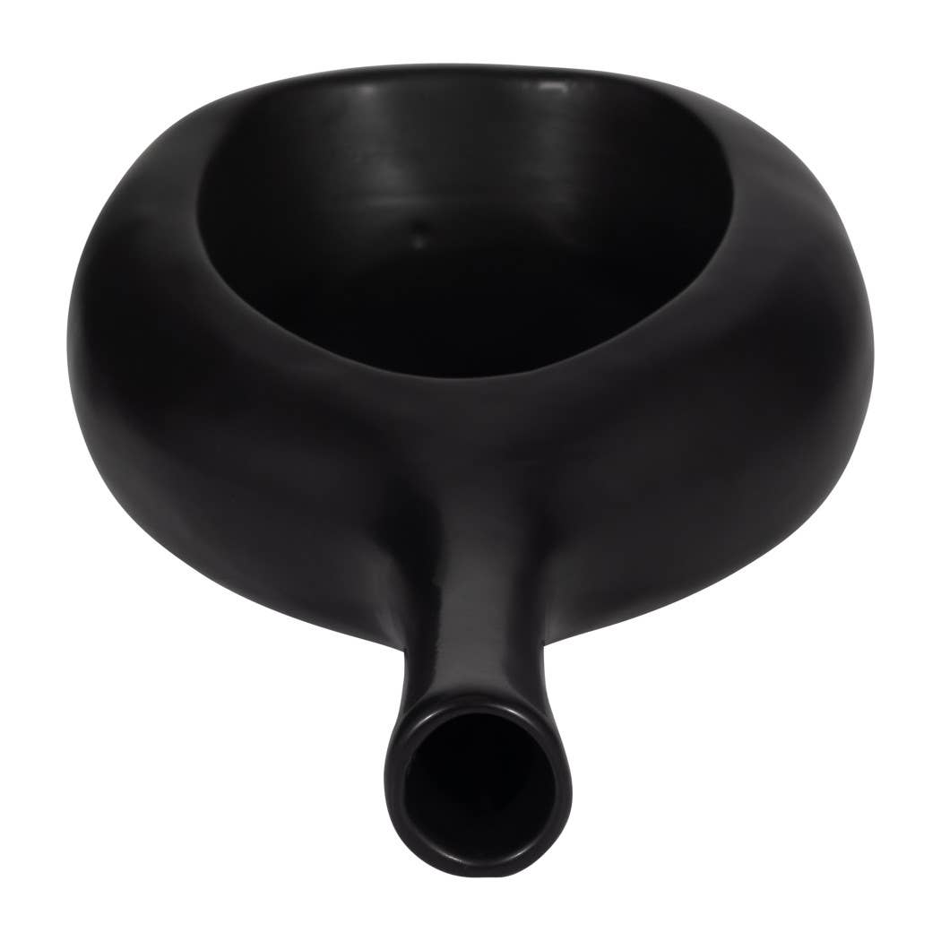Ceramic Round Curved Open Cut-Out Vase - Black, 12 in.