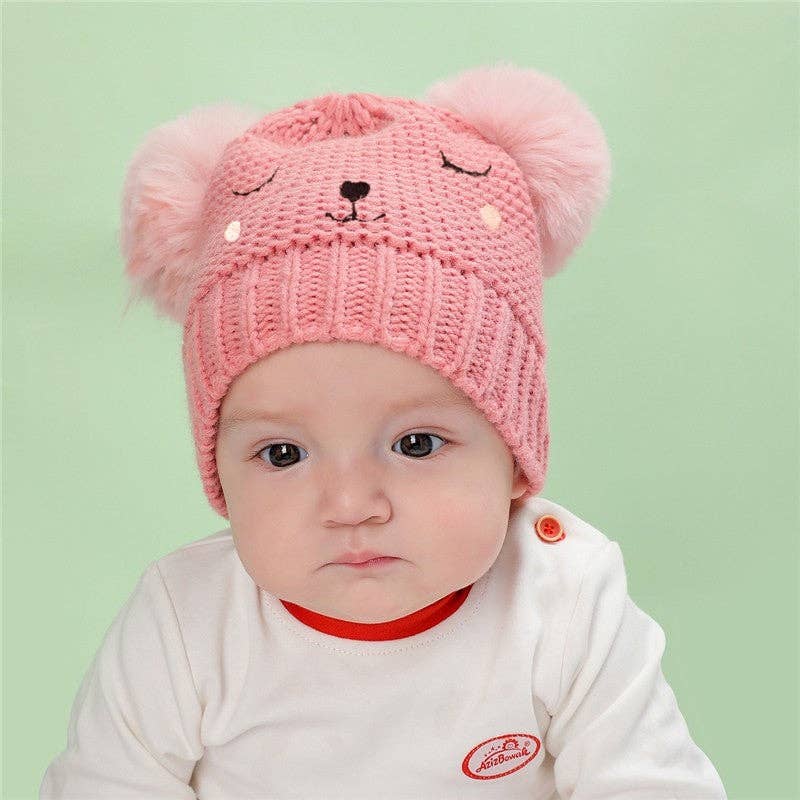 Kids Cute Smile Face Warm Knitted Beanie Hat