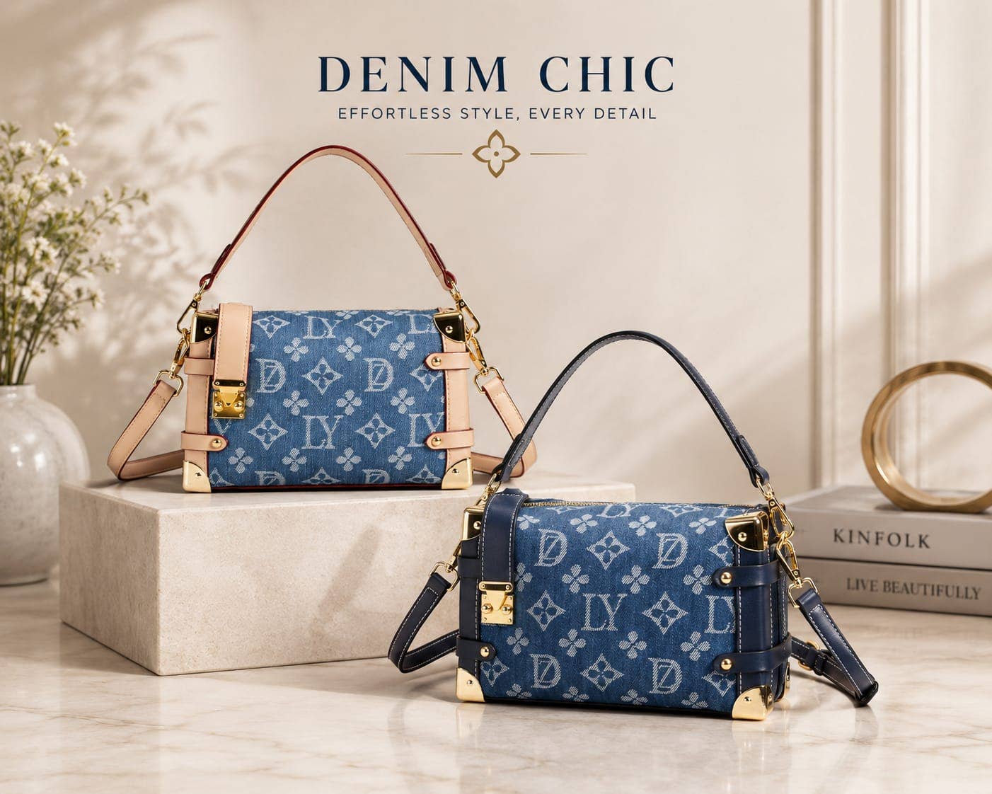 DZ-1218 Designer-Inspired Denim Crossbody & Shoulder Bag