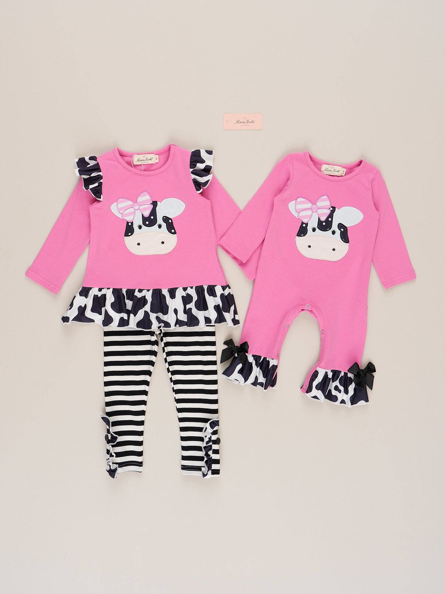 Lil’ Moo Ruffle Embroidered Cow Outfit