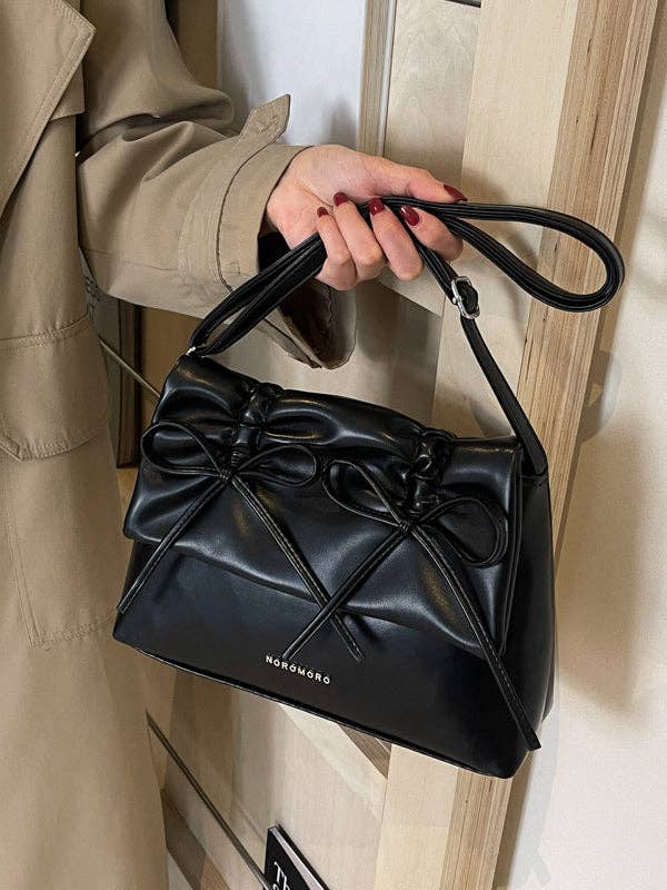 Bowknot Pleated Solid Color Crossbody Bags