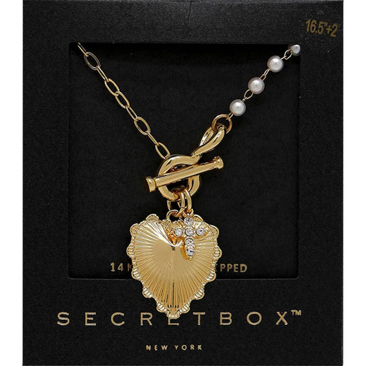 GOLD DIPPED HEART CROSS TOGGLE NECKLACE SB-210435