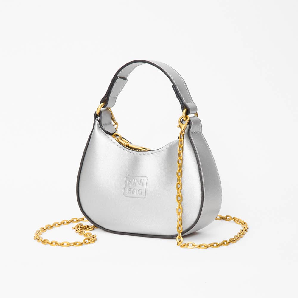 Faux Leather Chic Mini Hobo Handbag / Crossbody Bag