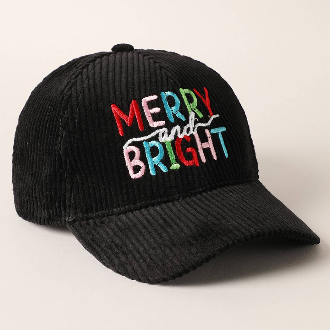 MERRY BRIGHT Embroidery Corduroy Cap