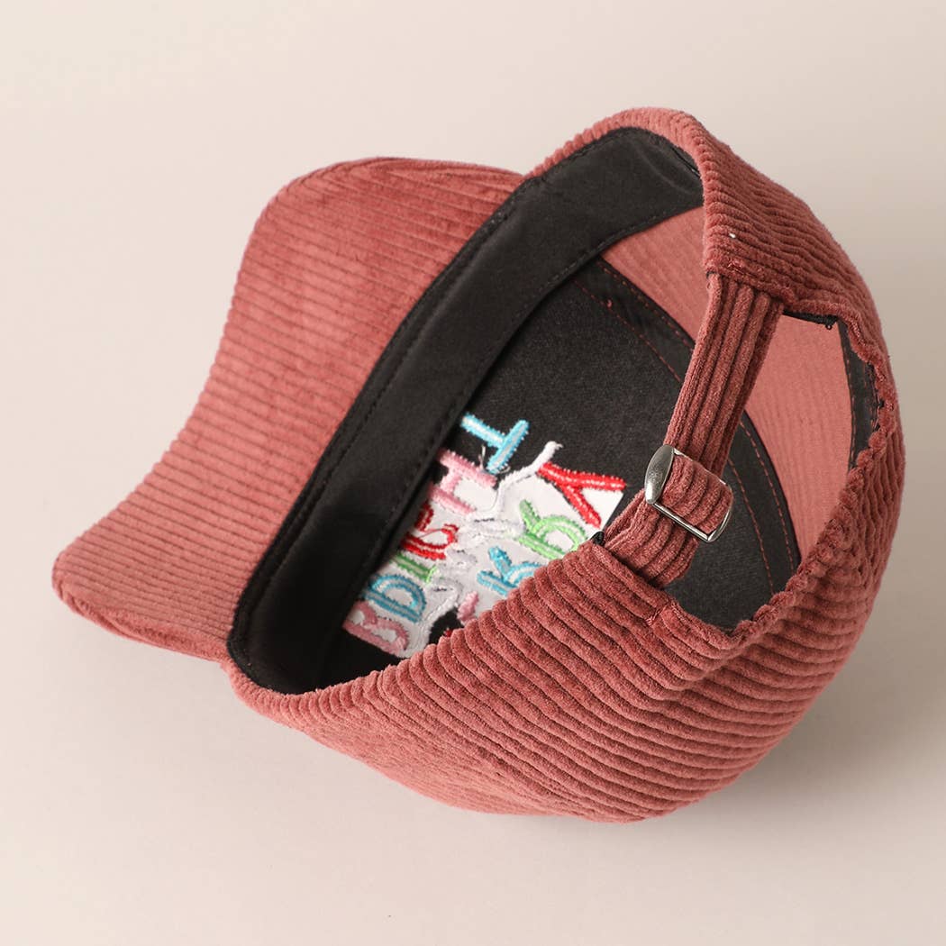 MERRY BRIGHT Embroidery Corduroy Cap