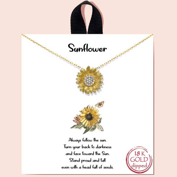Sunflower pave cubic zirconia necklace