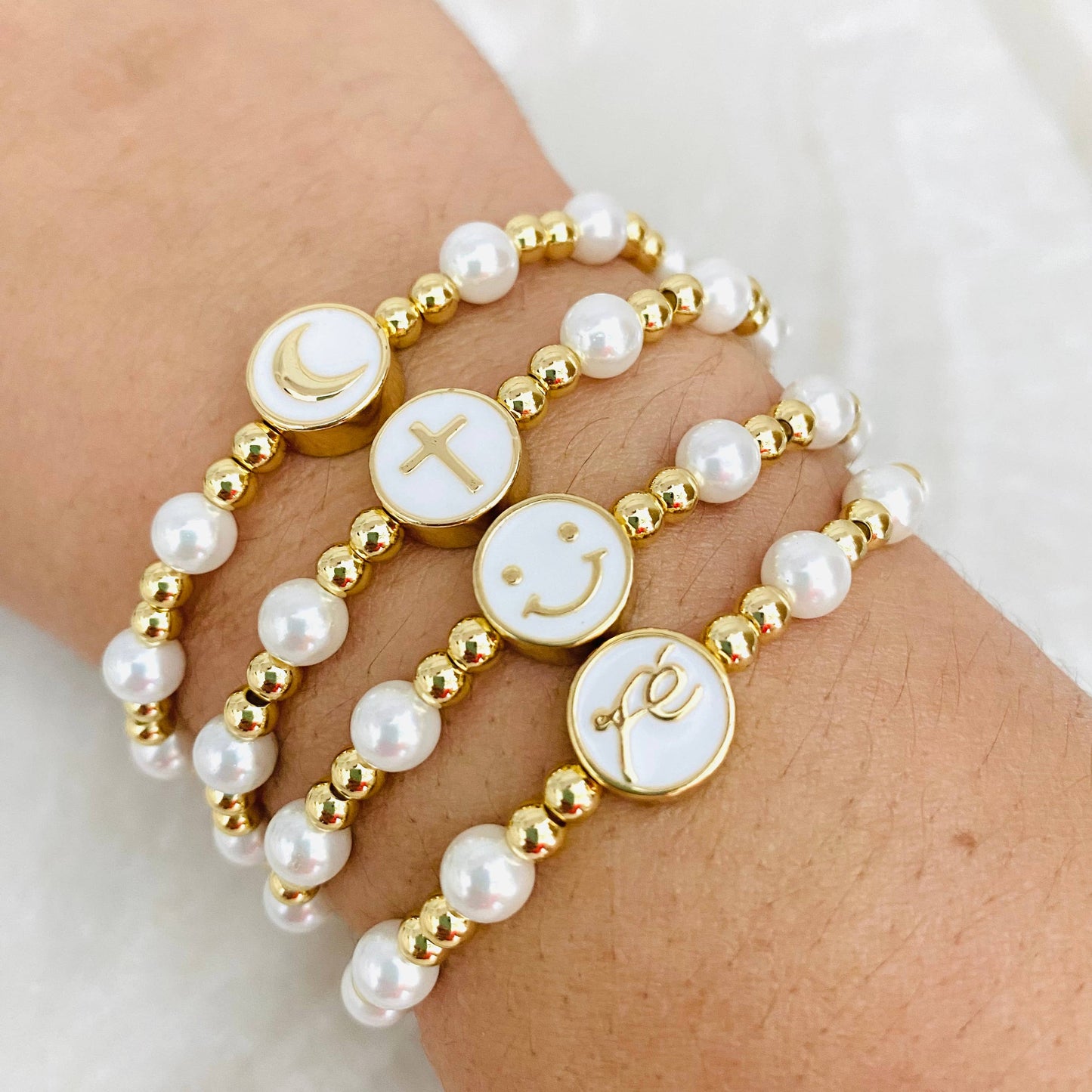 Pearl Ball Bracelet, Gold Ball Bracelet, Pearl Bracelet