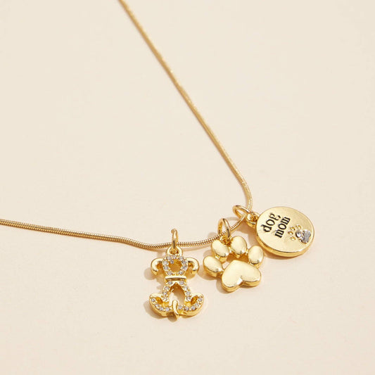 Dog Lover Charm Necklace – Gold Dipped Paw Pendant