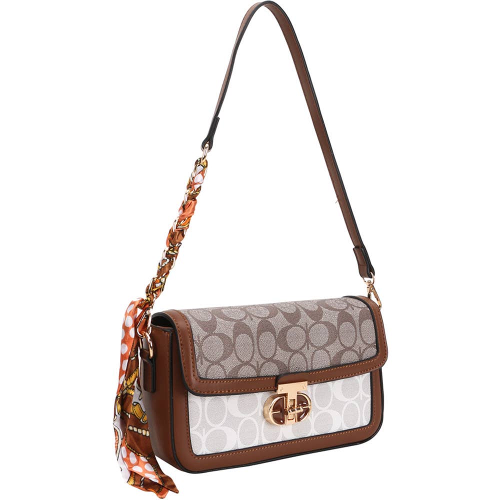 MONOGRAM FAUX LEATHER SHOULDER CROSSBODY BAG WAL, 8PS 1362A
