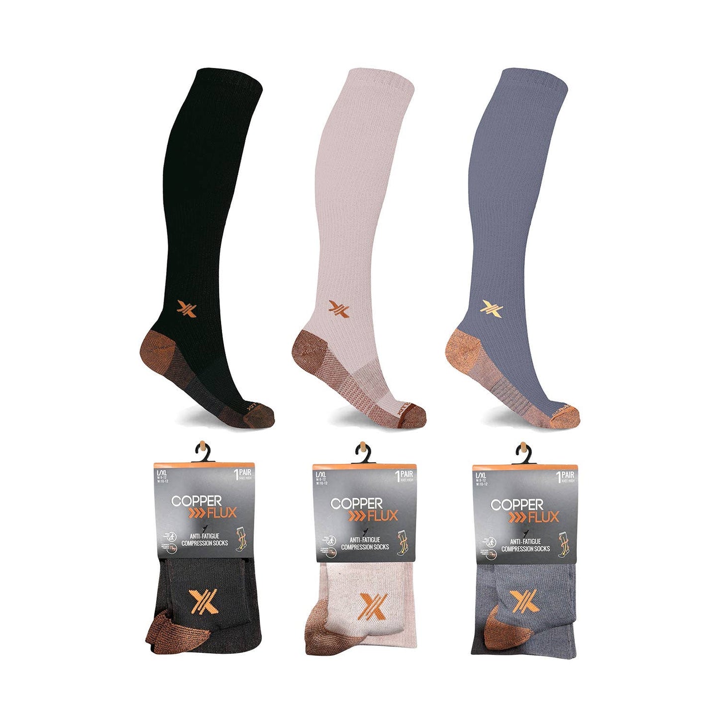 COPPER COMPRESSION SOCKS WITH FREE DISPLAY (24-PAIRS)