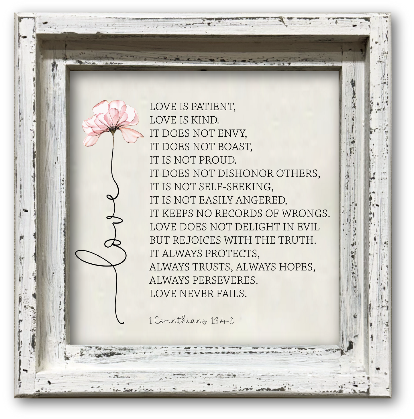 FRAMED CANVAS LOVE CORINTHIANS PINK FLOWER