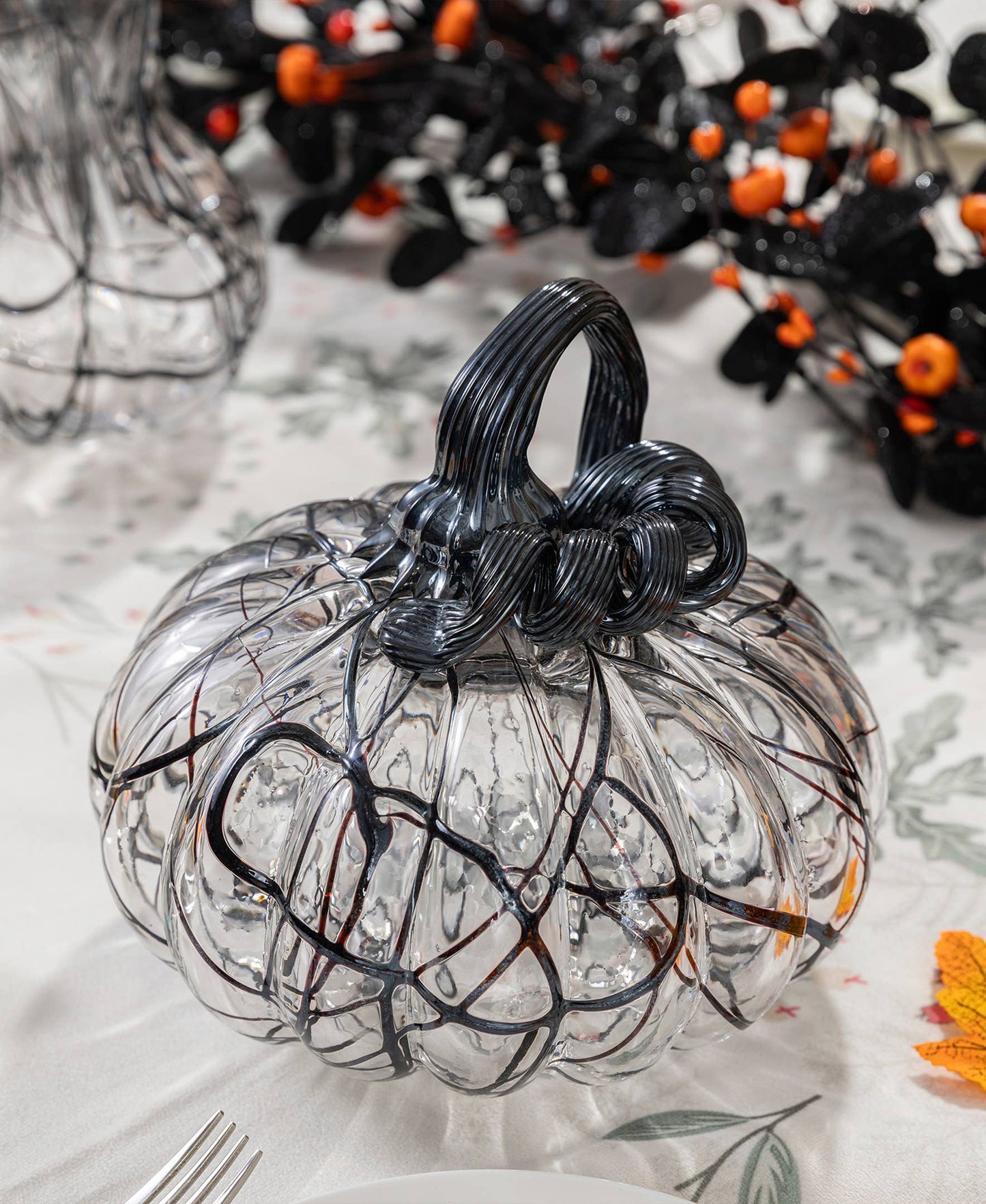 7.50 in L Halloween Glass Pumpkin