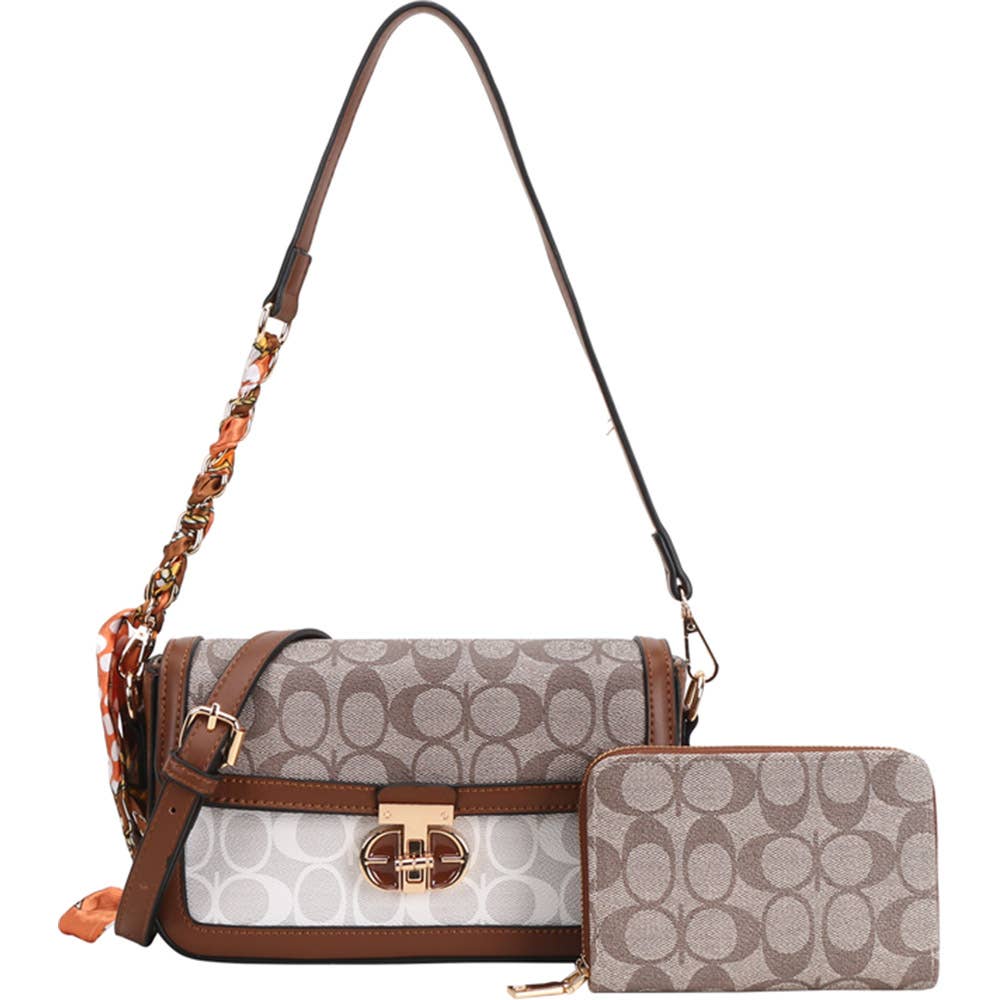 MONOGRAM FAUX LEATHER SHOULDER CROSSBODY BAG WAL, 8PS 1362A