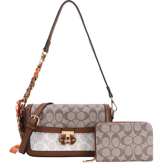 MONOGRAM FAUX LEATHER SHOULDER CROSSBODY BAG WAL, 8PS 1362A