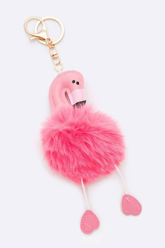FUR POM FLAMINGO KEY CHAIN 128-ESA7150