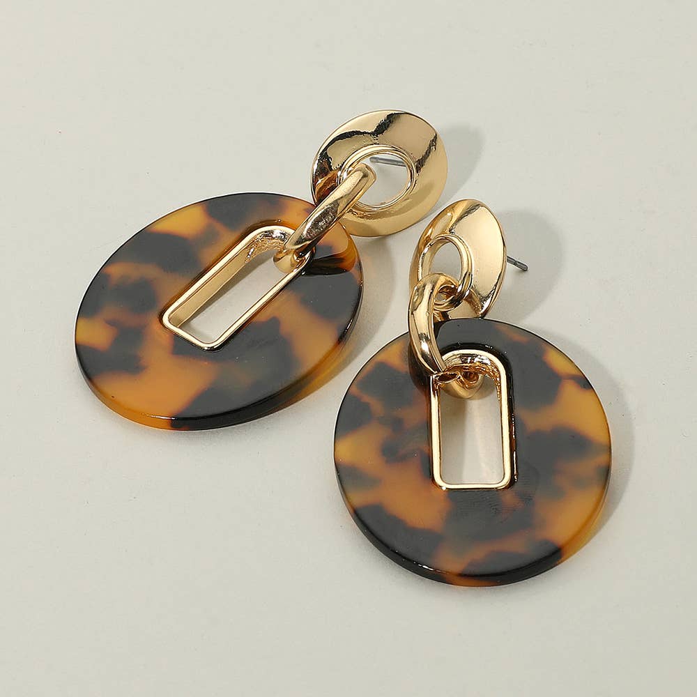 Celluloid Acetate Oval Link Drop Earrings