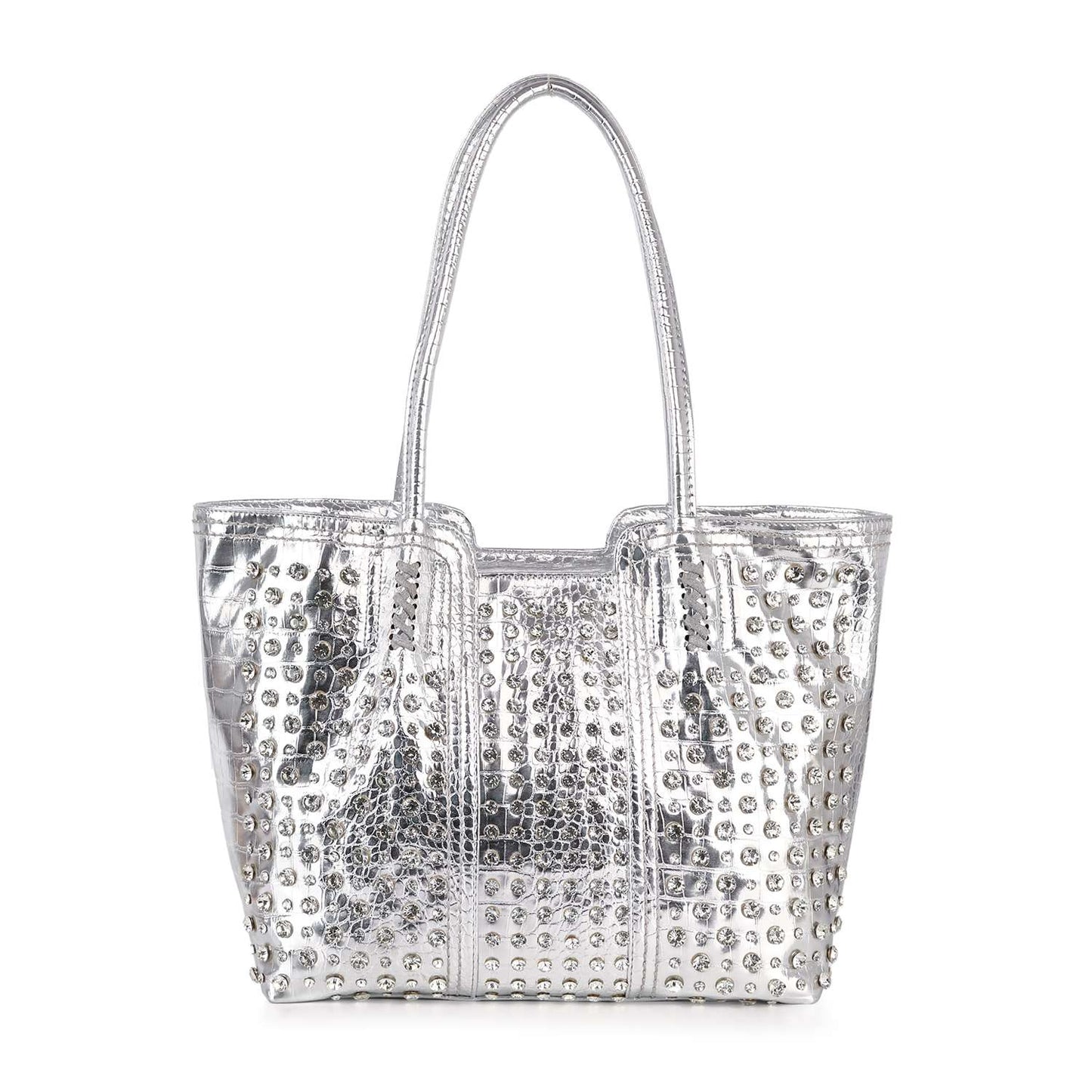 Studded Embossed Tote Handbag