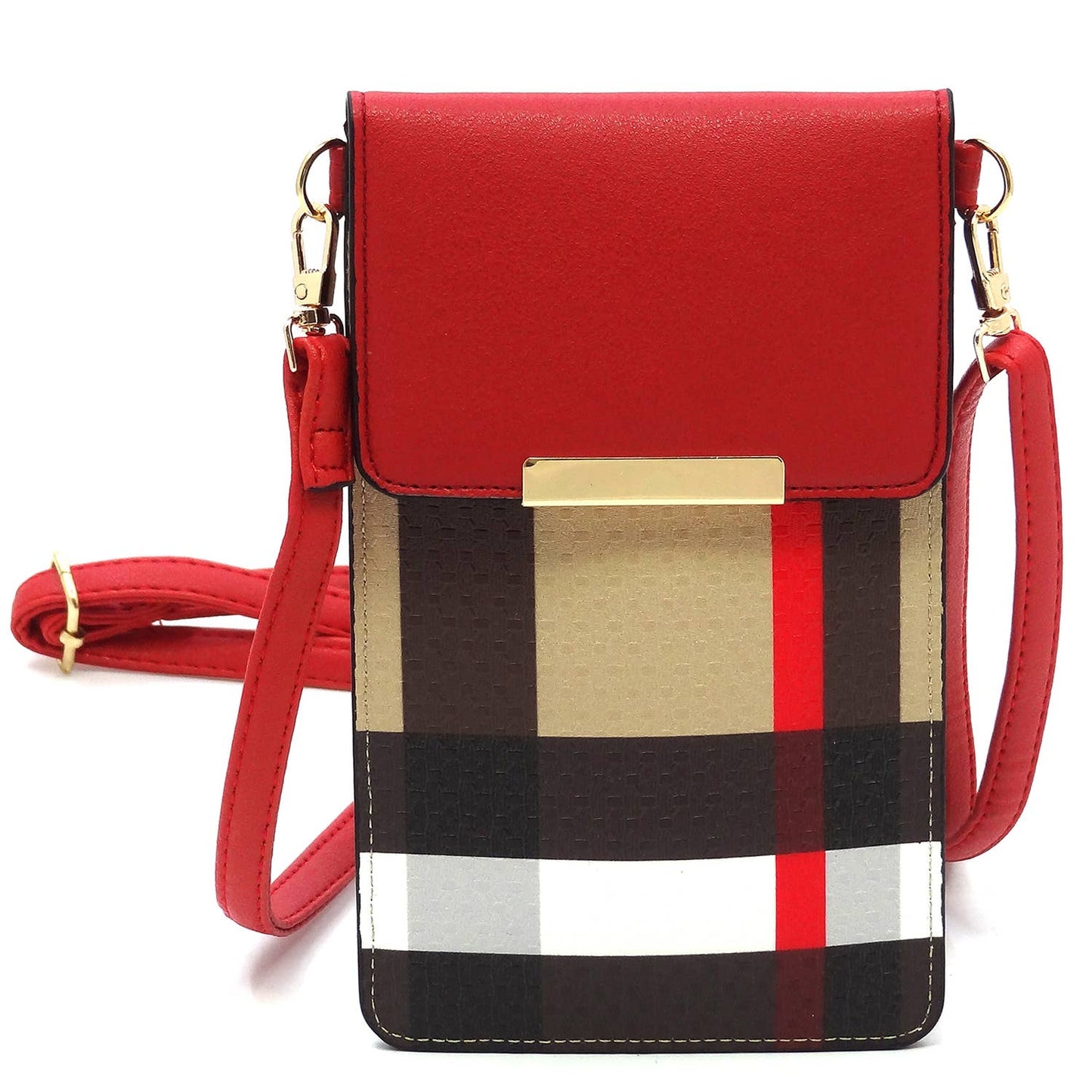 BT082 Tartan Plaid Check Cell Phone Purse Crossbody Bag