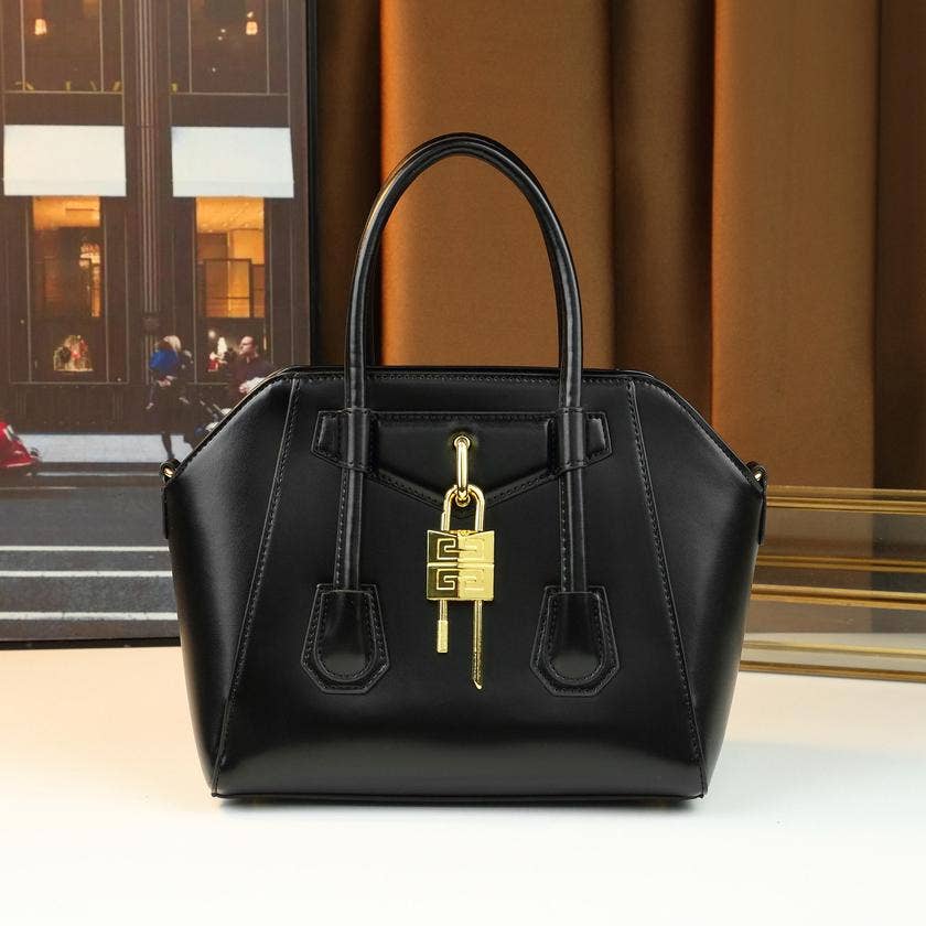 Lock Detail Cow Print Handbag Boston bag with 2 straps
