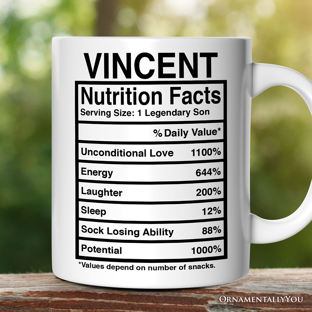 Son Nutrition Facts Mug, Birthday Gift Coffee Cup