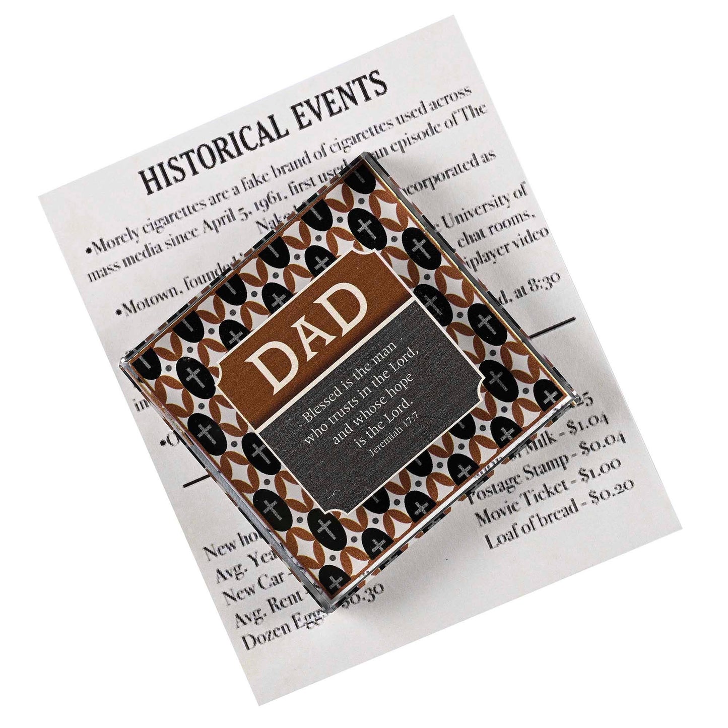 Tabletop Glass Plaque Dad 3X3