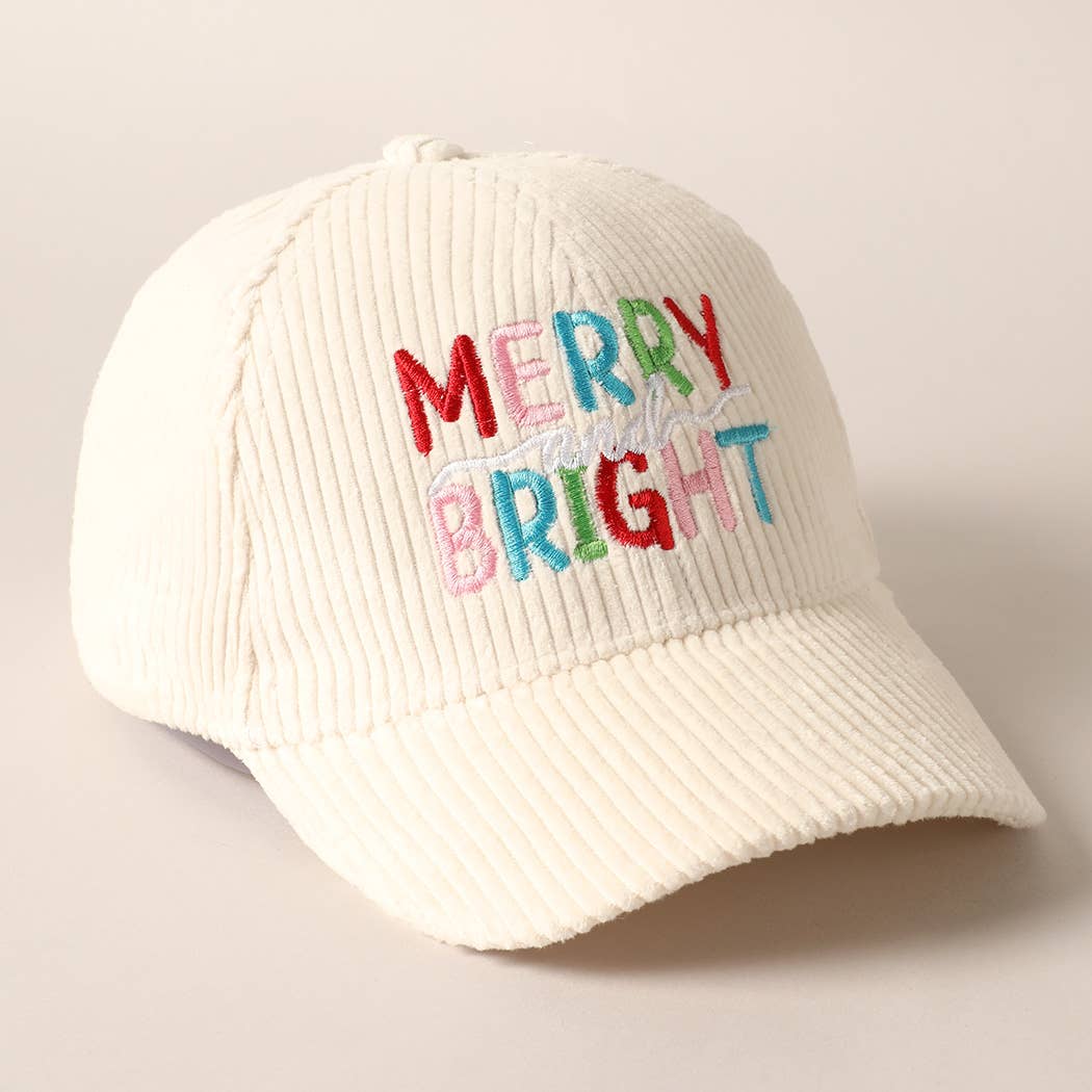 MERRY BRIGHT Embroidery Corduroy Cap