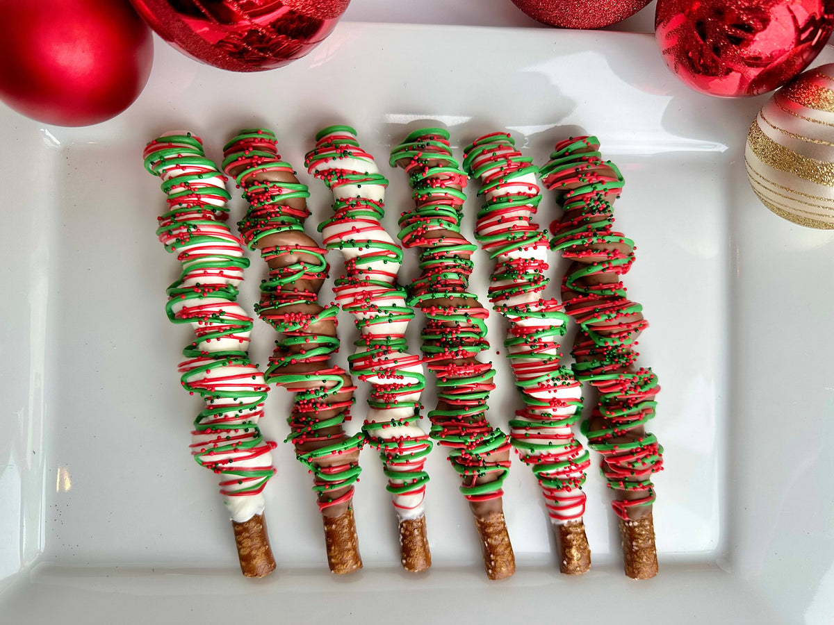 Holiday Chocolate Covered Caramel Pretzels