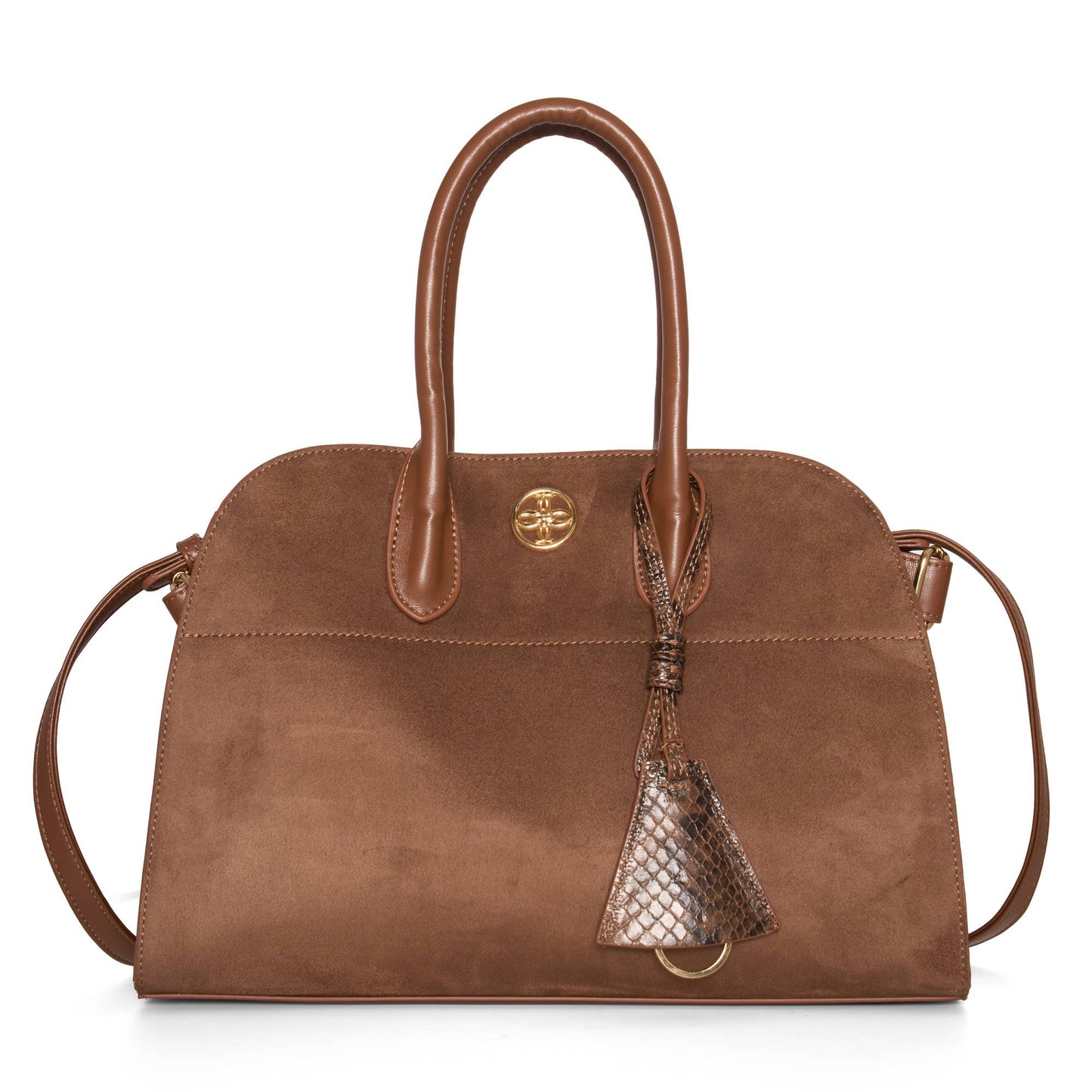 Aurora Suede Tassel Satchel  Chic Top Handle Handbag Purse