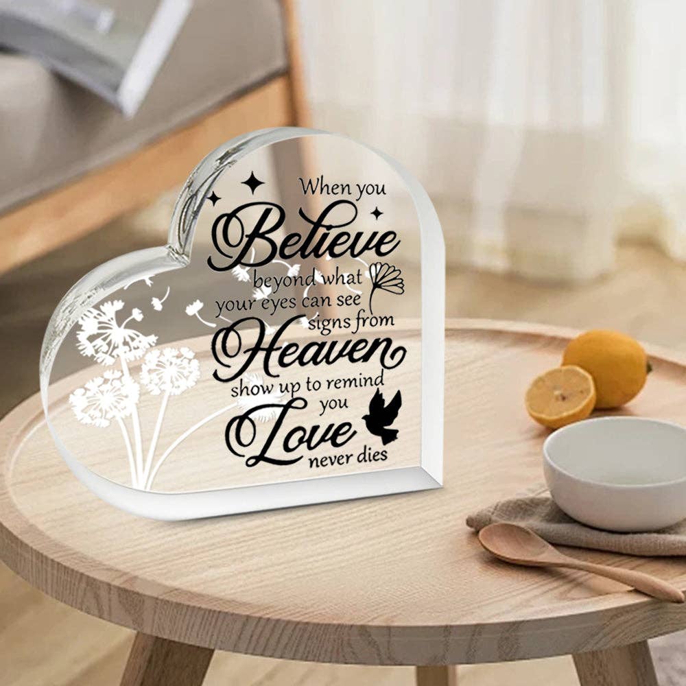 Acrylic Memorial Heart - When You Believe