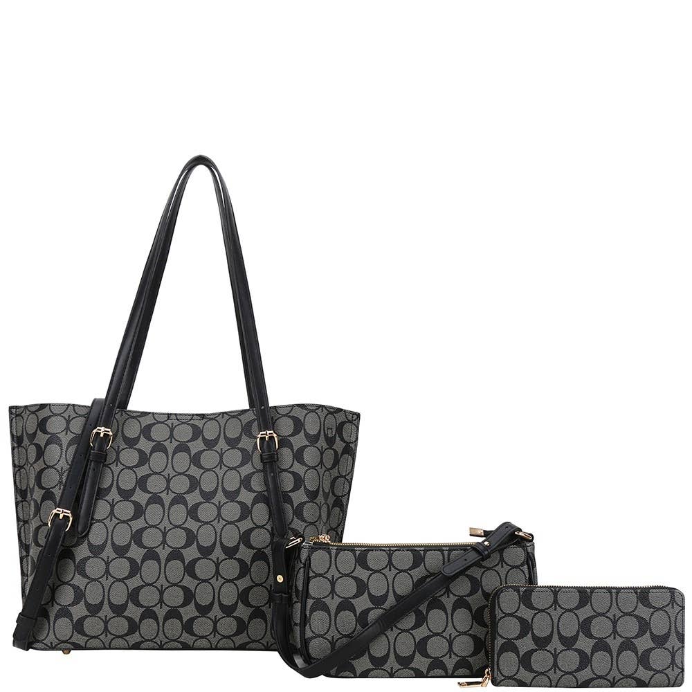 Signature Print Three Piece Tote Bag Set