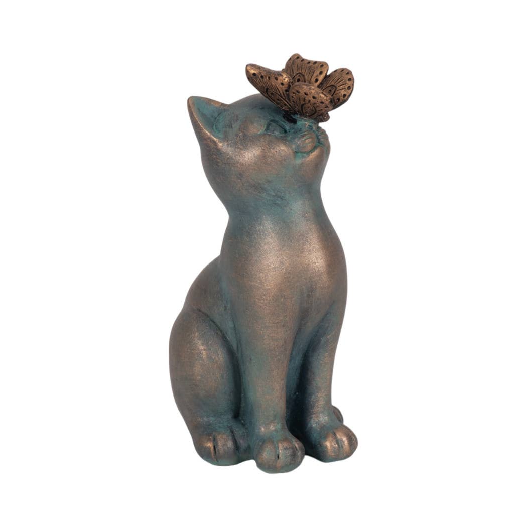 Sculpture - Multicolor Resin Butterfly on Cat's Nose, 8 in.