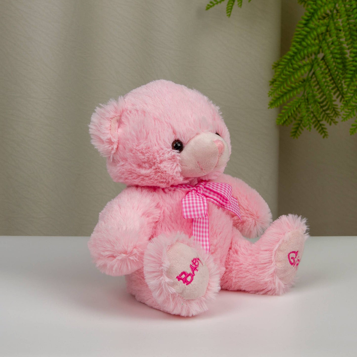 9″ Baby Girl Plush Teddy Bear | Pink Ribbon Bear Gift