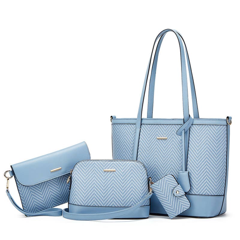 Textured Tote Bag 4-Piece Set