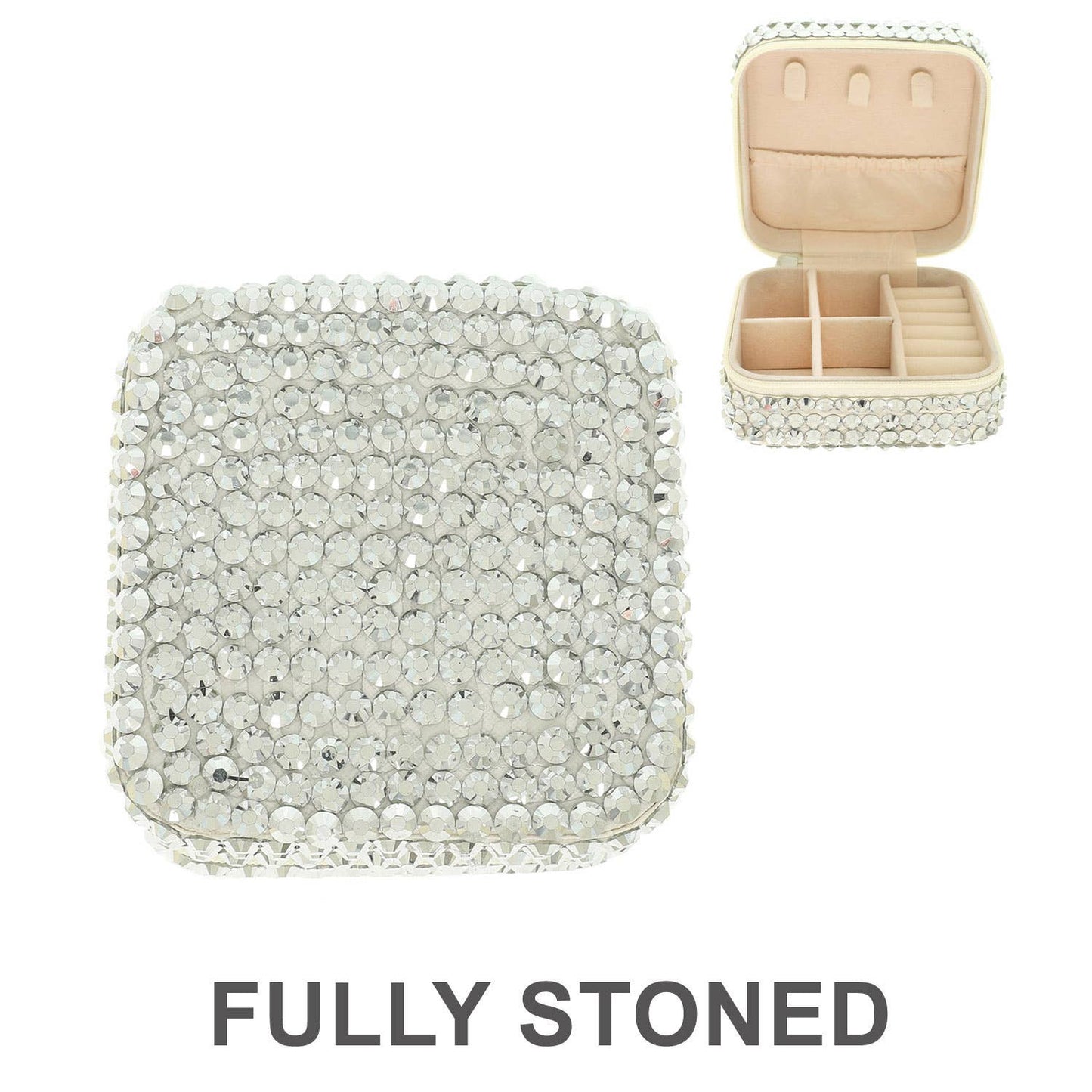 Crystal Rhinestone Embellished Travel Jewelry Box