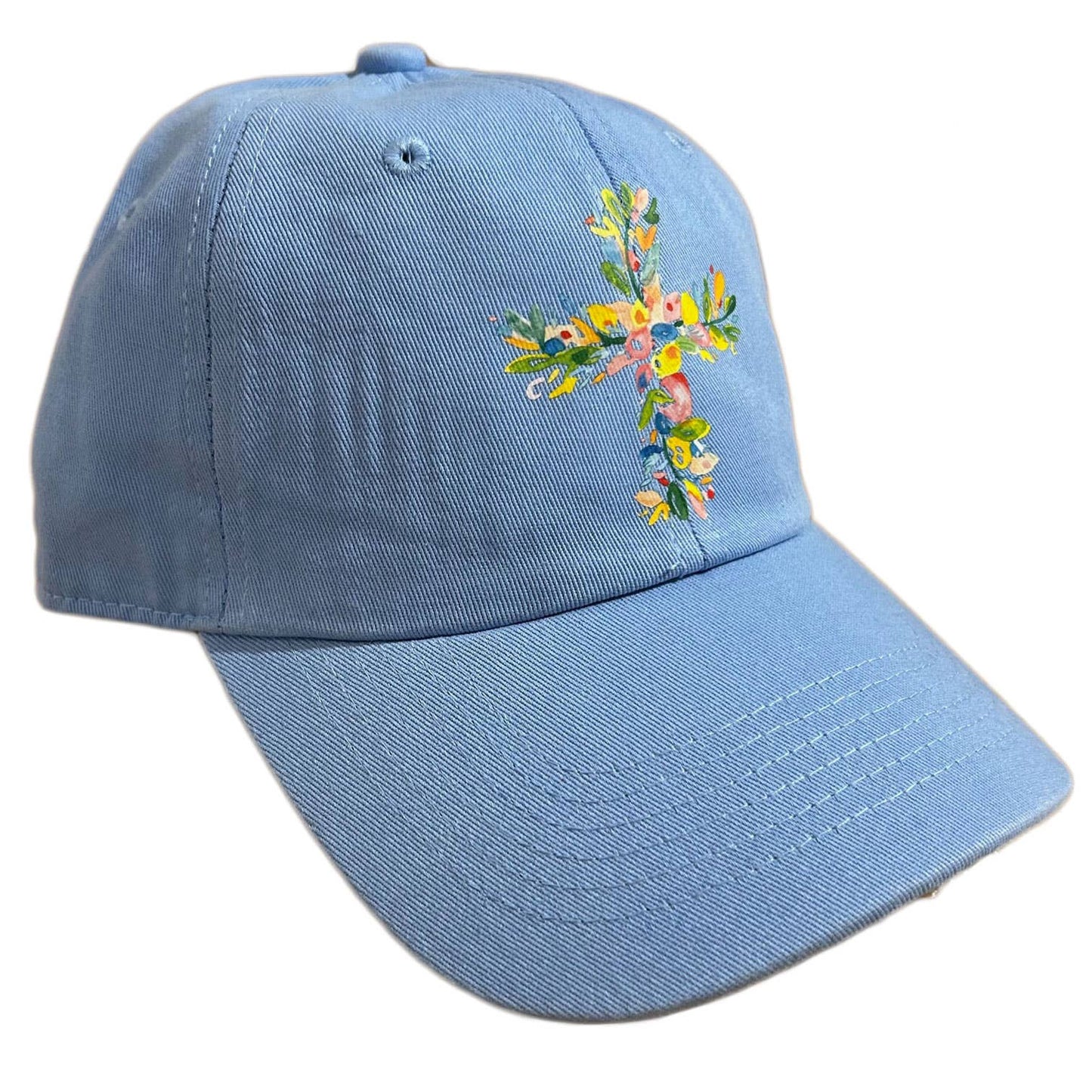 Floral Cross Women's Colorful Christian Themed Baseball Cap